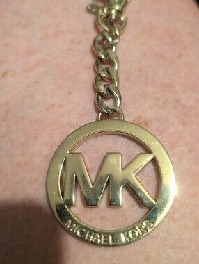 Michael Kors Gold-Tone MK Logo Charm Keychain